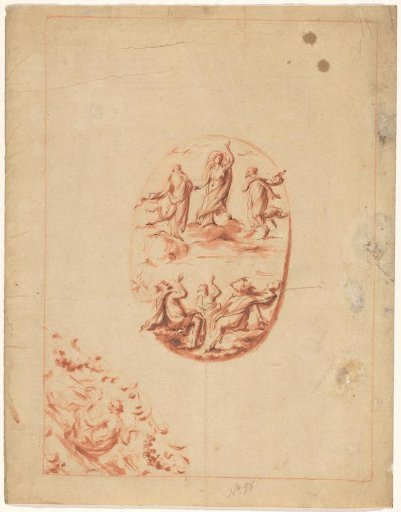 Design for a book clasp, with the Ascension of Christ and the Evangelist John