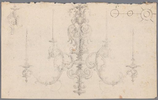 Print of a drawing of a chandelier