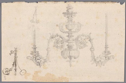 Print of a drawing of a chandelier