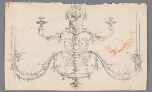 Print of a drawing of a chandelier