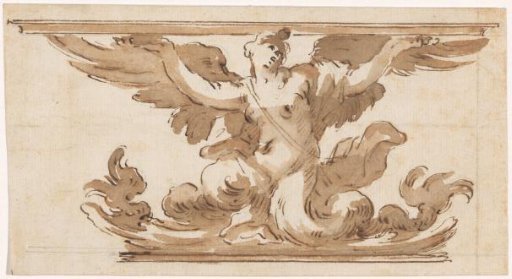 Table with a foot in the form of a winged mermaid