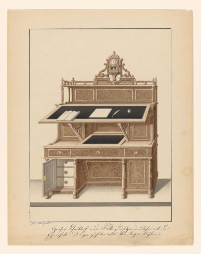 Design for a Desk with a Clock