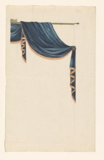 Design for a curtain draped over a gilded rod