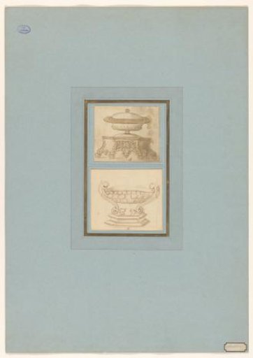A salt cellar carried by two dolphins