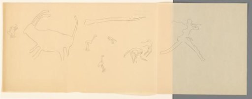 Study sheet with an animal, birds and a figure