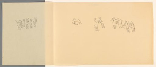 Study sheet with (fantasy) figures and animals