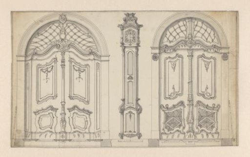 Design for Two Double Doors and a Standing Clock