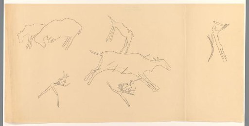 Study Sheet with Figures with Weapons and Animals