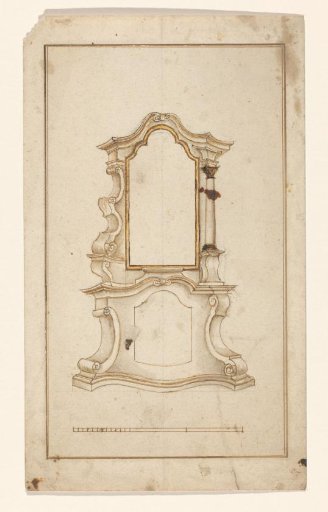 Design for an altar, with alternative solutions on the left and right