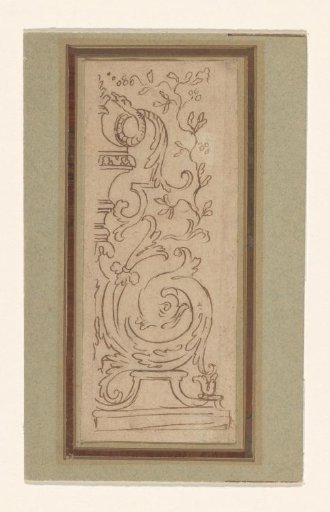 Right half of a grotesque panel with a dolphin and a snake