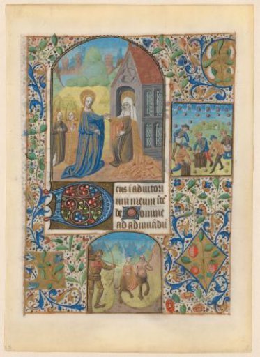 Leaf from a Book of Hours with full-page miniature of the Visitation