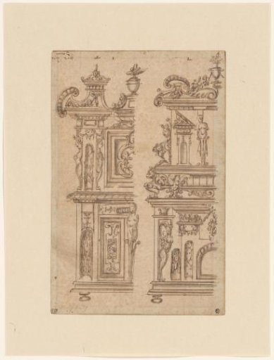 Design for two carved cabinets (the left half of both)