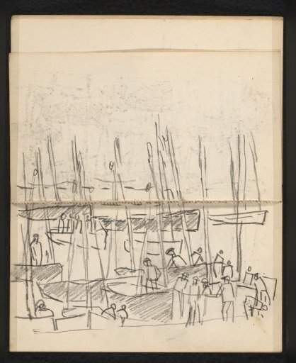 Harbour with Fishermen Loading or Unloading Boats