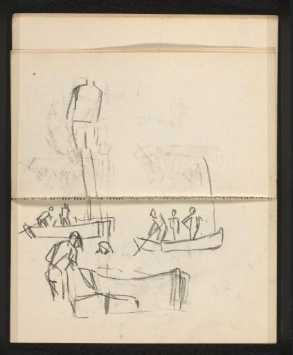 Study Sheet with Fishermen in and Next to Fishing Boats