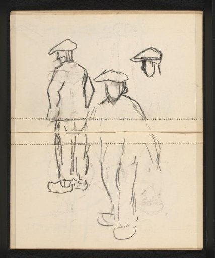 Study sheet with two fishermen and the head of a fisherman