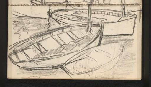 Landscape with two boats and possibly a bridge