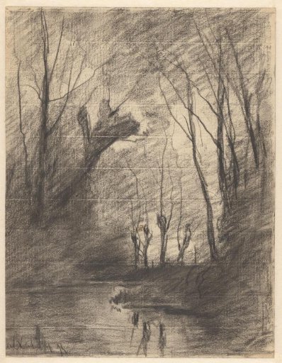 Landscape with trees along a waterway