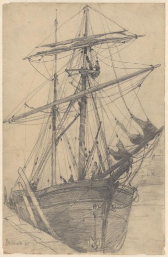 Sailing ship at a quay in Dordrecht