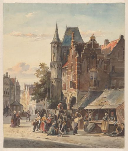 City view with a market