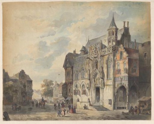 City view with a town hall