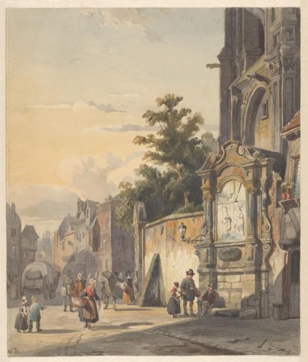 City view with a church building
