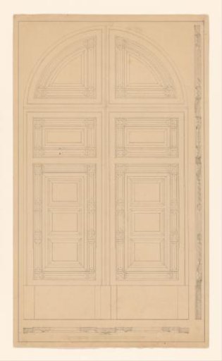 Design for a double door, with side view and floor plan