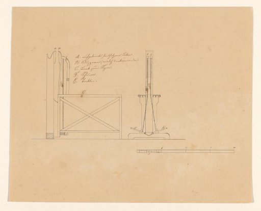 Design for an adjustable stand, two views (?)