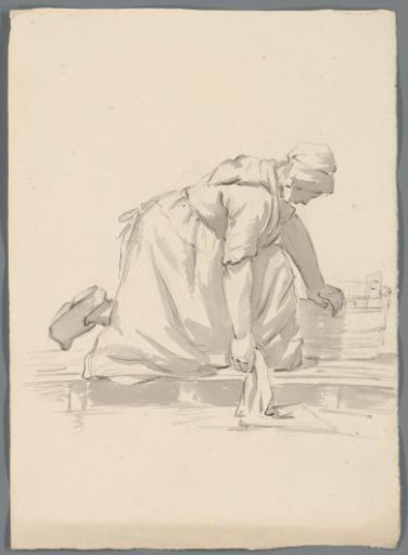 Woman polishing a floor