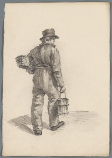 Man with a basket and a bucket
