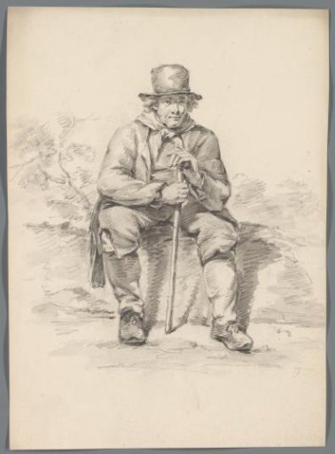 Seated Man with a Walking Stick