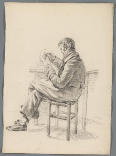 Seated Man Reading a Newspaper
