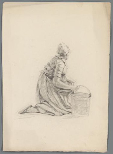 Squatting Woman with a Bucket