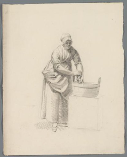 Woman with a wash tub