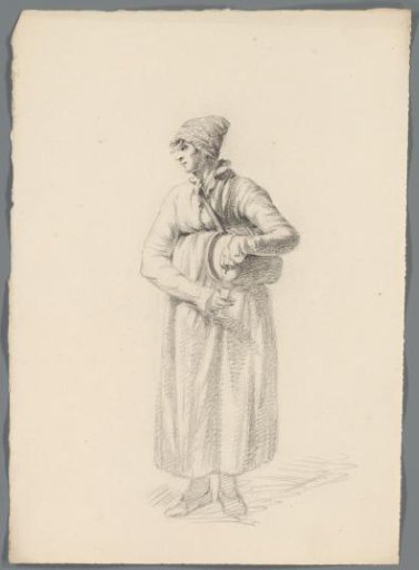 Woman with a small wine cask