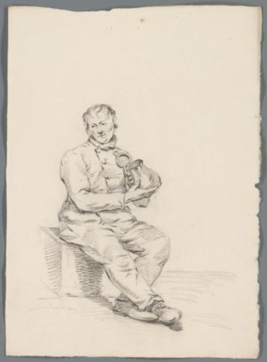 Seated man with a carafe
