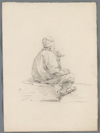 Seated Man with a Pipe, Seen from Behind