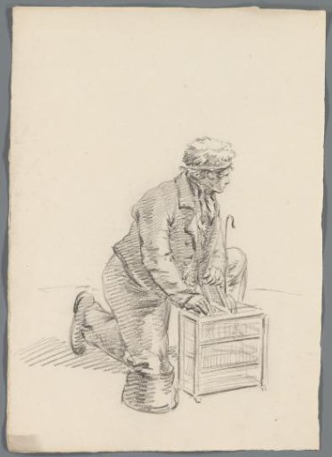Crouching Man with a Cage