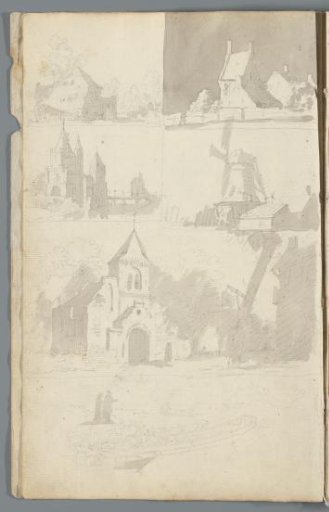 Houses, a mill, and a church