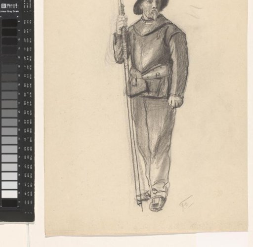 Figure study of a male model in antique armor