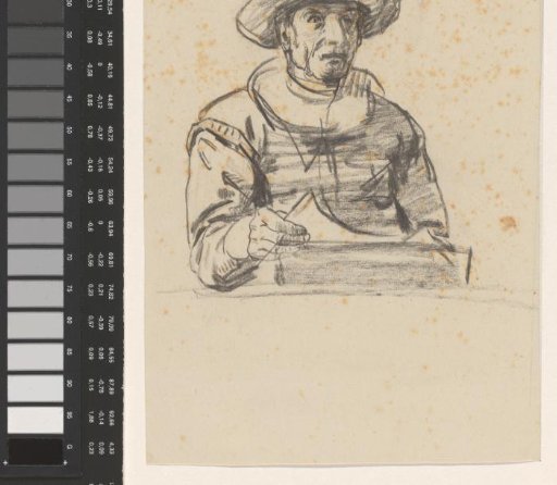 Figure study of a seated man in antique-style clothing