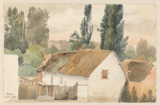 Farmhouse in a wooded landscape