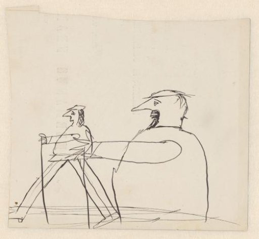 Children's drawing of walking men