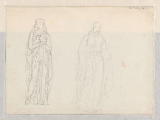 Two studies for statues of standing figures
