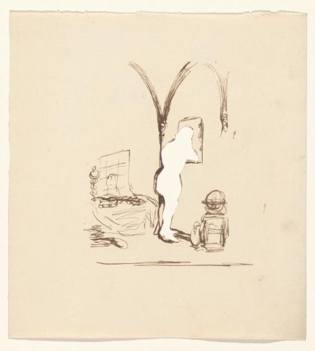 Figure looking out of a window