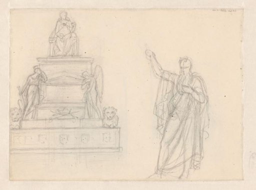 Design for a tomb monument and a freestanding statue