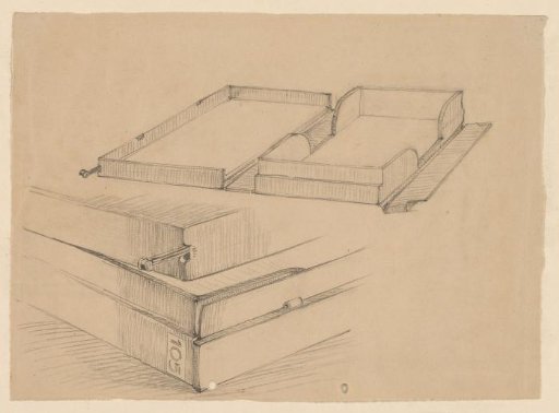 Four drawing boxes of the Rijksmuseum, one open