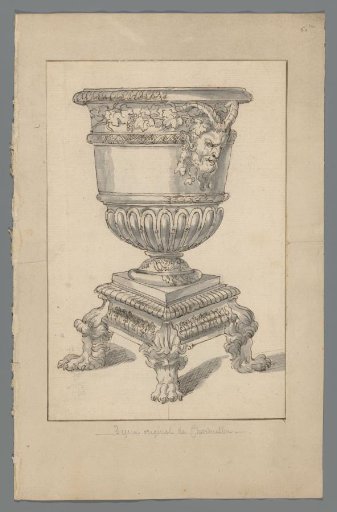 Design for a silver vase with handles in the form of satyr heads