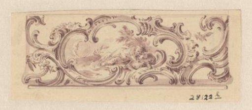 Design for the lid of a case, or a side of a snuffbox, with a sleeping boy