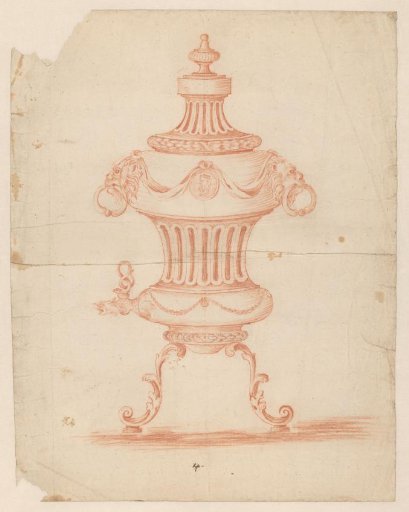 Design for a tap jug with lion heads and a medallion portrait of a philosopher