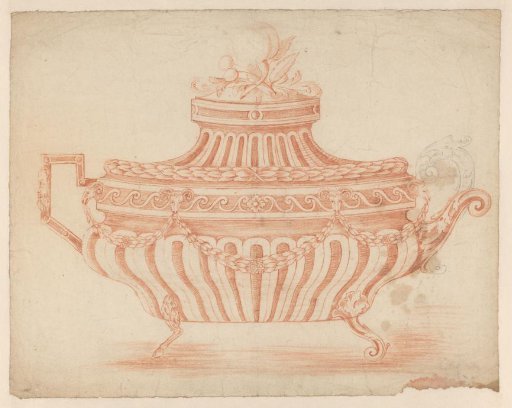 Design for a tureen with alternative solutions for the feet and handles